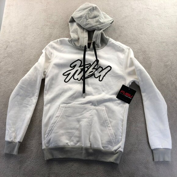 NWT Fubu Mens Hoodie Sweatshirt XS White Graphic Logo Print Pullover Casual - Picture 13 of 14
